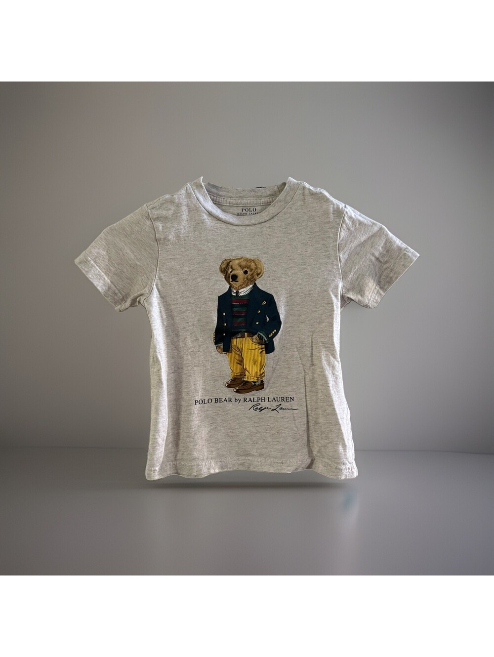 Polo Ralph Lauren Bear T-Shirt Kids 4T Gray Graphic Short Sleeve Cotton Tee